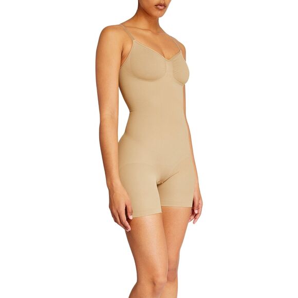 Skims Bodysuit Womens 4XL Beige Seamless Sculpt Mid Thigh Adjustable Shaping - Picture 1 of 12